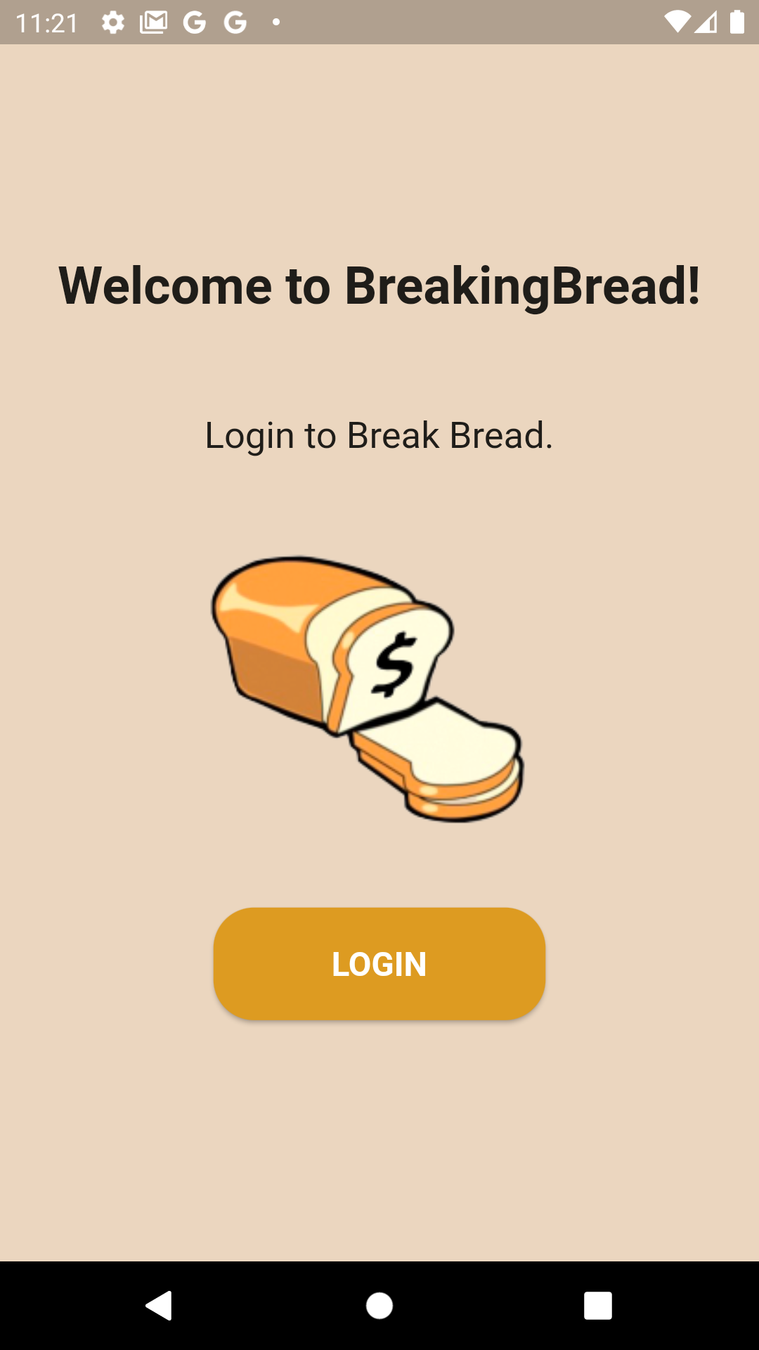 Breaking Bread Login Page
